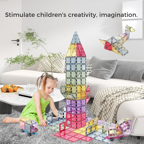 Magnetic Tiles 40pcs Magnet 3D Building Tiles Kids Toys for 3-8 Years Old Boys Girls, Educational Learning Set