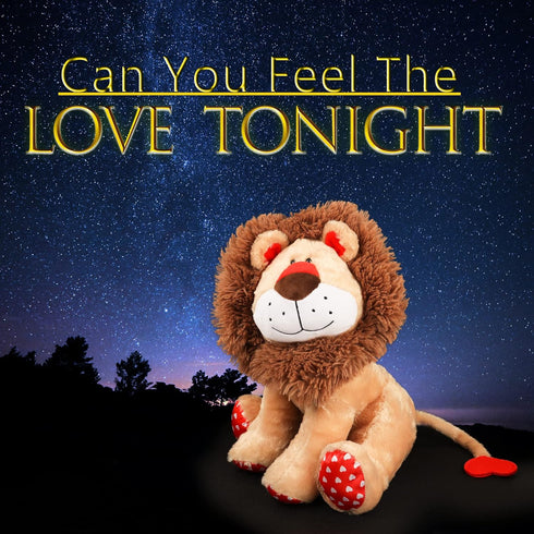 Love Lion Stuffed Animal, King Lion Plush Toy with Heart Shape Mane Tail for Kids Baby Lover Birthday Gift, 13.8“