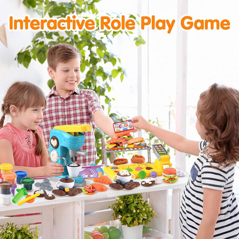 Sets 2-4 4-8, Sets, Set 8 Color Dough for Kids Play Kitchen Creation Cafe Dough Toy Color Dough Tools, Coffee Maker