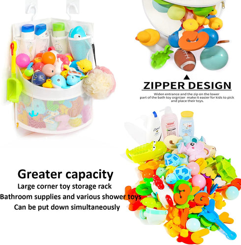 Baby Bathtub Toy Storage, 17" x 13" Mesh Holder for Bathtub Toys, Organizer for 1-3 Year Olds