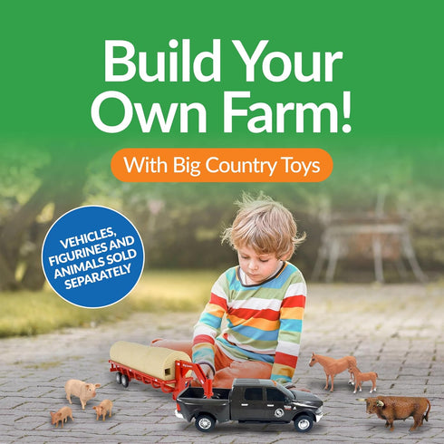 Country Big Toys Hay Trailer with Gooseneck Trailer Hitch, Fun Add-On for Farm Toys & Toy Trucks