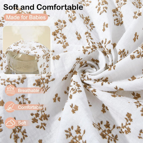2 Pack Baby Bassinet Sheets TPU Waterproof Soft Muslin Bedside Bassinet Mattress Sheets with Bottom Elastic Band