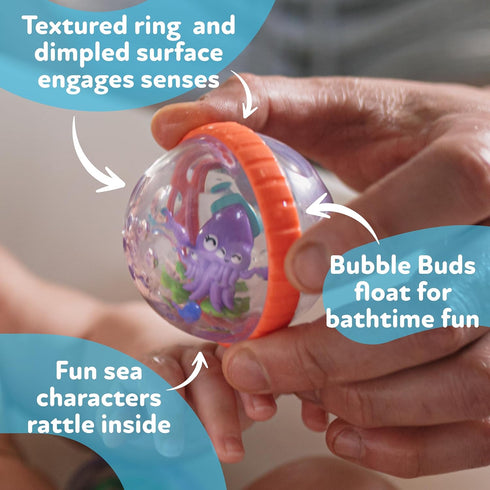 Nuby Bubbly Buds Interactive Bath Set - Baby Bath Toys (4-Pack) - 6+ Months