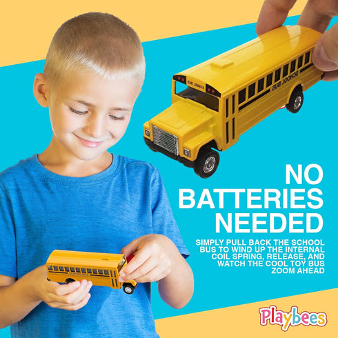 Pullback Diecast School Buses - 2 Pack Yellow Metal Toys with Write-On Surfaces - Perfect Gifts for Kids