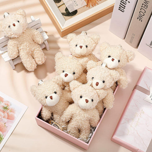 HyDren 40 Pcs Mini Bear Toy, 4.7 Inch Stuffed Tiny Bear Keychain, Soft Plush Bear Doll for Kids DIY Party Favor