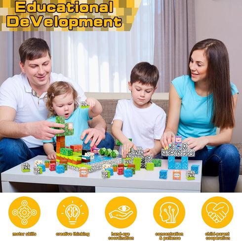 128Pcs 3+, Magnetic Blocks Magnetic Building Blocks, Kids Toys for Boys and Girls Age Educational Sensory Magnetic