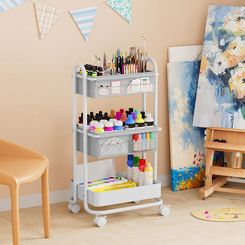 3 Modanais Baby Diaper Caddy Organizer Cart - Tier Rolling Storage Cart with Wheels, Baby Essentials for Nursery