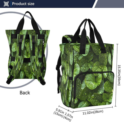 YANENDIE Backpack, Backpack Backpack Raindrops on Leaves Diaper Bag Unisex Travel Baby Diaper Bags with Stroller Straps