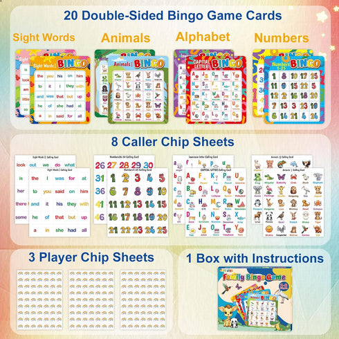 Set Counting Fancy Land Alphabet Bingo Game Kids Sight Word Bingo Number Letter Animal Board Game for Kindergarten