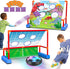 2-in-1 Moving Kick Toss Games for Kids - Light Up Hover Soccer Ball with Animal Bean Bag Toss, Indoor Outdoor Birthday