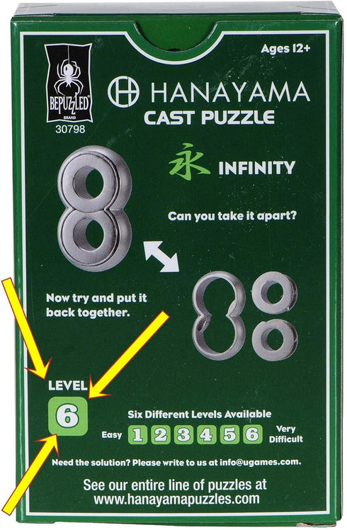 Infinity Hanayama Puzzle - Level 6, Red Velveteen Pouch, Bundle
