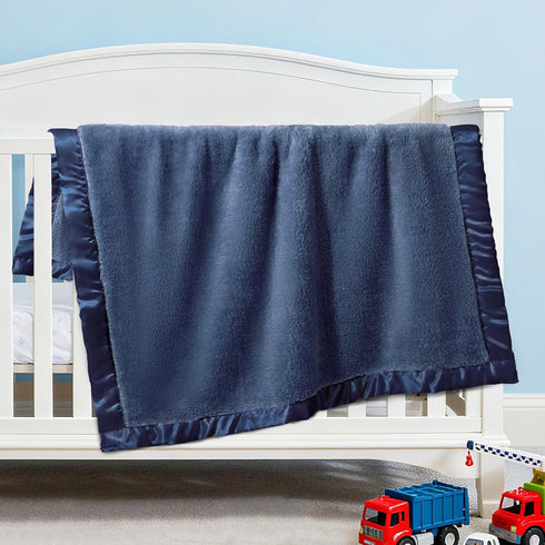 2 Inch Cozy 30x40 Inch Pro Goleem Baby Boy Blanket, Fleece Baby Blankets for Boys with Satin Trim, Super Soft Plush