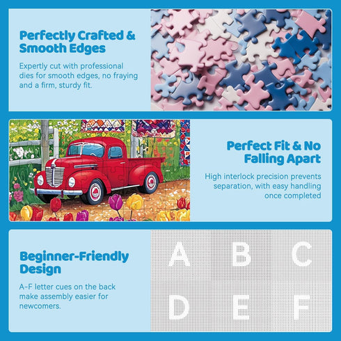 EIYRURU 300 (20.5" 15") Piece Jigsaw Puzzle for Adults Spring Farmyard Delight with Quilts & Tulips Challenging