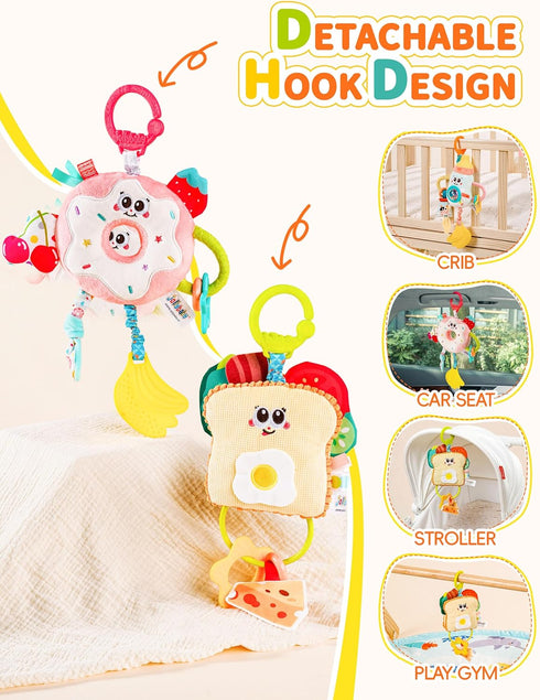 Tummy Jollybaby Baby Pull Vibration Toy - Time Sensory Hanging Toys for Car Seat, Stroller, Crib & Play Gym