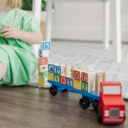 Melissa & Doug Educational Toy Wooden Truck Alphabet Blocks