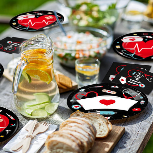 200 9 Inch 7 Inch Set Pcs Graduation Nurse Party Decorations Doctor Nurse Week Party Plates Include Paper Disposable