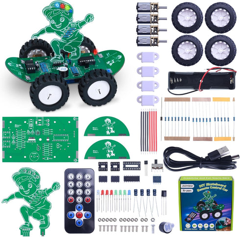 MiOYOOW Skateboard RC Car Soldering Practice Kit, 360° Rotating DIY Smart Car Kit for STEM Education