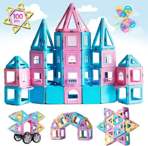 3 4 5 6+ 100Pcs Set Set) TOKBLOK Magnetic Tiles Toys for Year Old Girls Boys Macaron Magnet Building Blocks for Toddler