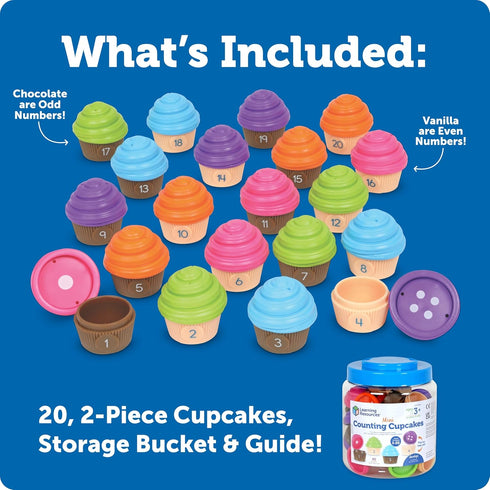 Counting Sets Learning Resources Mini Cupcakes - Birthday Cake, Sensory Toys, Montessori Preschool Activities, Kitchen