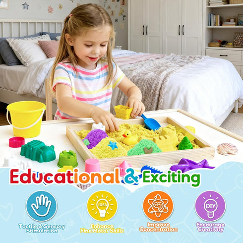6.6lbs Packaging 3-Color FURWEY Play Sand,Mixed of Sensory Sand,Suitable for Children to Shaping, Squeezing
