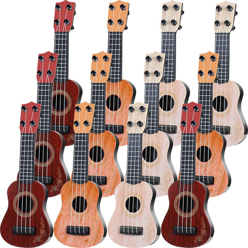 Lenwen 12 Pcs Kids Toy Guitar, 10 Inch Ukulele Beginner Musical Instrument for Toddlers, Educational Toy