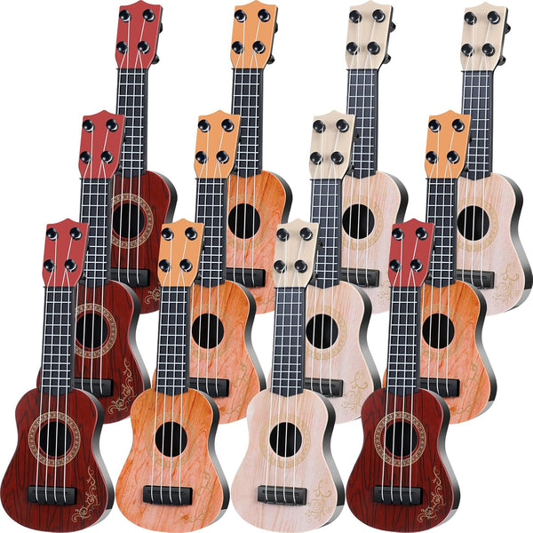 Lenwen 12 Pcs Kids Toy Guitar, 10 Inch Ukulele Beginner Musical Instrument for Toddlers, Educational Toy