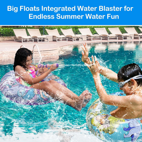 Inflatable Pool Float with Water Gun, Floaties for Kids Ages 8-12, Beach Inner Tubes for Summer Fun Pool Party