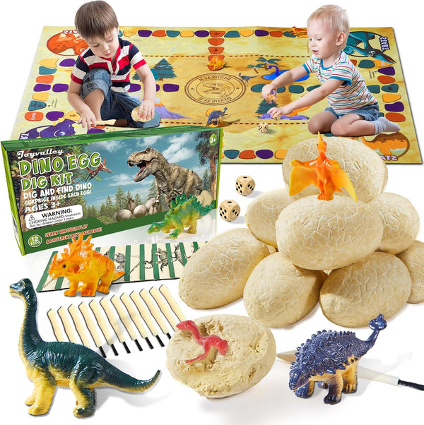 Dino Fossil Eggs Dinosaur Toys - 12 Dinosaur Eggs Dig Excavation Kit