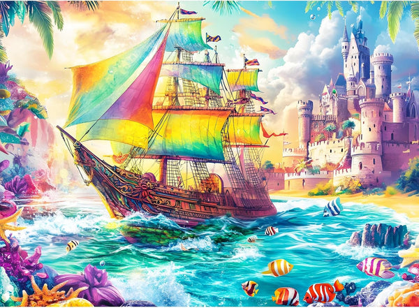 DAGIRT 300 Piece Puzzles for Adults Sea Beach Ship Jigsaw Puzzle, Large 300