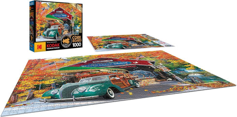 RoseArt Kodak Premium Cork - Covered Bridge - 1000 Piece Jigsaw Puzzle for Adults