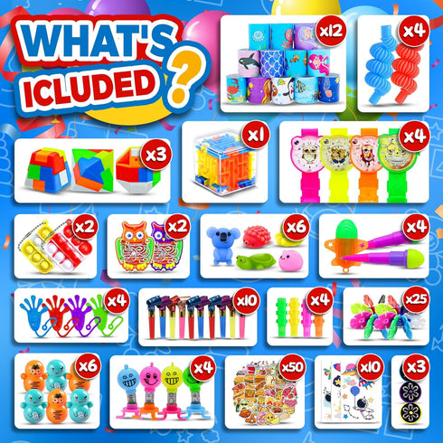 300 PCS Party Favors for Kids 4-8-12, Fidget Toys Bulk, Treasure Box Toys for Classroom Prizes and Birthday Gifts