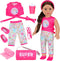 American 18 inch Doll 7-Piece Gymnastics Doll Yoga Outfit Set , Pink