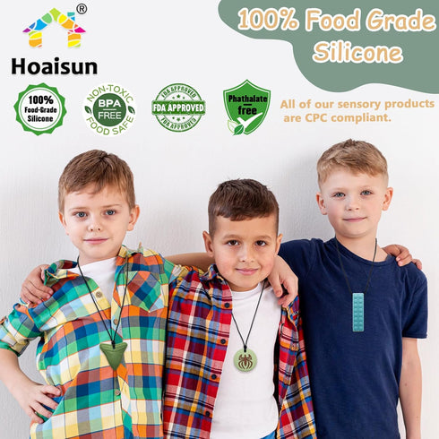 7 Pack Chew Necklaces for Sensory Kids, Chewy Necklace Sensory Toys for Kids with Autism, ADHD, SPD, Chewing, Biting