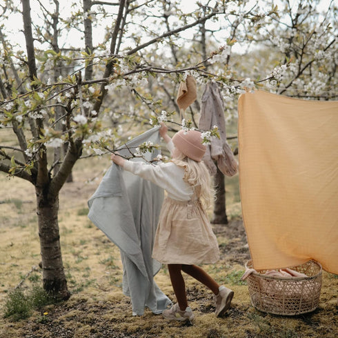 mushie Muslin Baby Swaddle Blanket | 100% Organic Cotton in Tradewinds