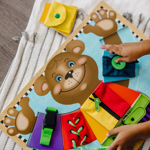 Melissa & Doug Basic Skills Puzzle Board - Wooden Activity Board for Fine Motor Skills, Ages 3+