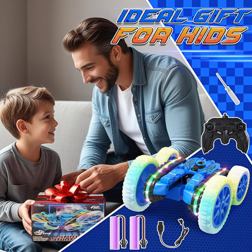 2-in-1 4WD 2.4GHz 360 8-12 Jimdella RC Cars Toys, Remote Control Car Transform with Spray & LED Lights, Off-Road Stunt