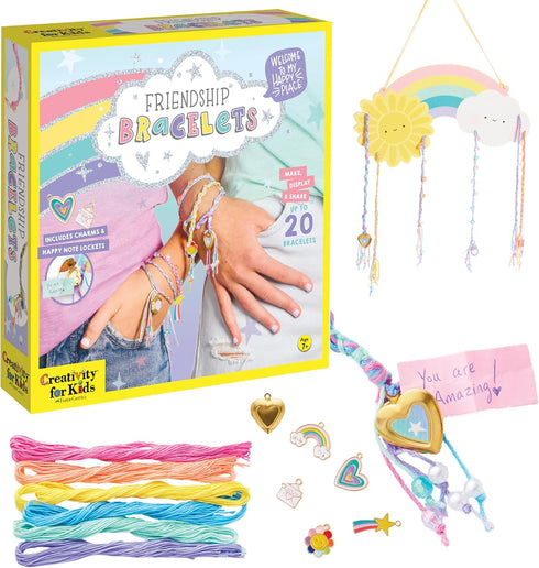 Creativity for Kids Friendship Bracelet Making Kit, Create 20 DIY Charm Bracelets for Ages 7-10+