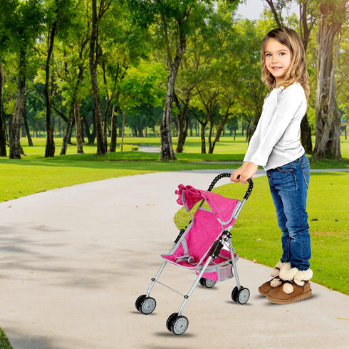 2 fash n kolor - Doll Stroller My First Baby Doll Strollers Toy - Flower Design with Basket in The Bottom- Doll
