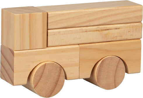 Wooden Blocks Set - 100 Pc Natural Wood Building Block Toys, Great Gift for Kids, Indoor Activity