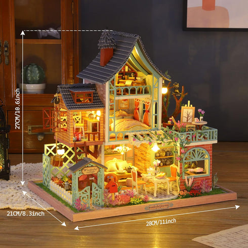 DIY Miniature Dollhouse Kit by GuDoQi, Tiny House 1:24 Scale with Music, Great Handmade Crafts Gift
