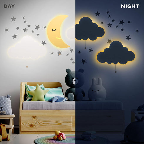 17.7 11.2 1.5-in Lumipets Moon Wall Light - Nursery Decor, Baby Room Decoration, Wall Mounted, Battery Operated