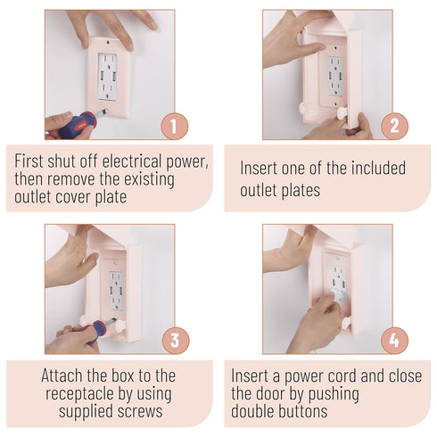 Bates Baby Safety Outlet Cover Box, Pink Plug Covers for Baby Proofing, Socket Covers for Child Safety