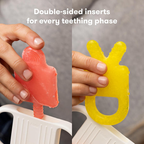 Frida Baby 4-in-1 Silicone Teething Toys, Not-Too-Cold-to-Hold Teether for Babies 0-18 Months, BPA-Free Teething Relief