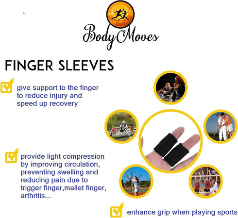 BodyMoves 10 Finger Brace Splint Sleeve - Thumb Support Protector Cushion, Elastic Breathable Stabilizers
