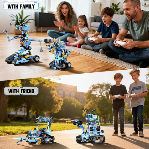 zinat 4-in-1 6-14 824Pcs STEM Robot Building Kit with Remote Control, Multiple Robot Designs, Educational DIY Blocks