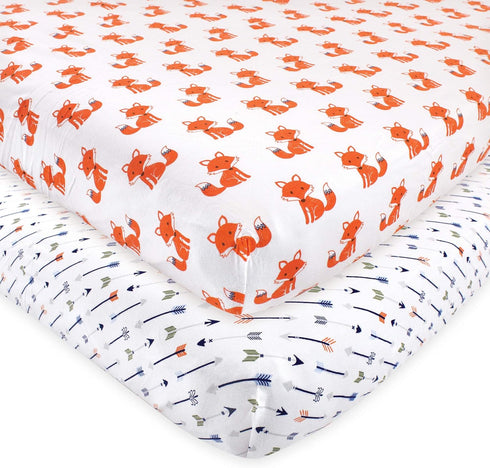 Hudson Baby Unisex Baby Cotton Fitted Crib Sheet, Foxes, One Size
