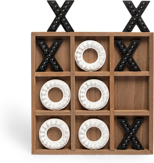 GENMOUS Wooden Tic Tac Toe Game Board for Seniors Family Indoor, 10.6