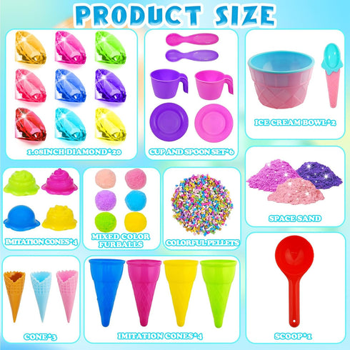 61 11 9 Bbiamsleep Ice Cream Sensory Bin, Pcs Ice Cream Sensory Bin Fillers with Mould Tools for Home Decor