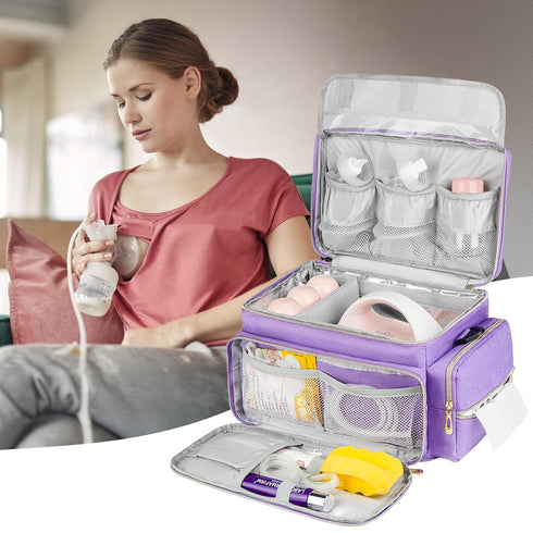ZIOZERTT S1 S2 Breast Pump Bag Compatible with Spectra and with Insulated Compartment,Breast Pump Storage Bag