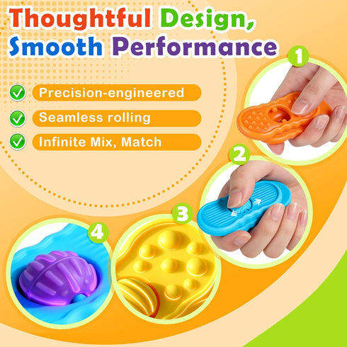 Generic Set 8 4 Sensory Slider Fidget Stones Rolling Beads, pcs Pairs Silent Textured Toys for Adults Kids, Mix